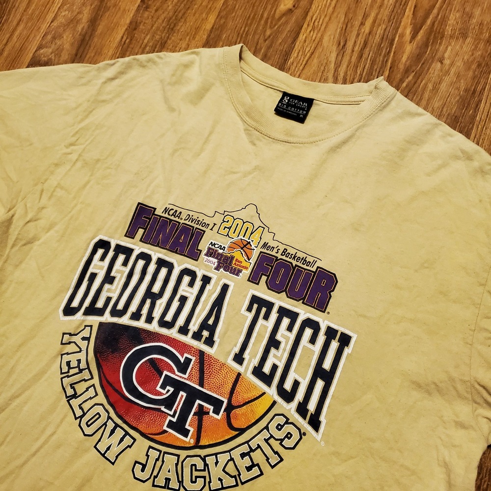 Vintage Georgia Tech Shirt Adult XL Gold NCAA Final‎ Four 2004 Basketball